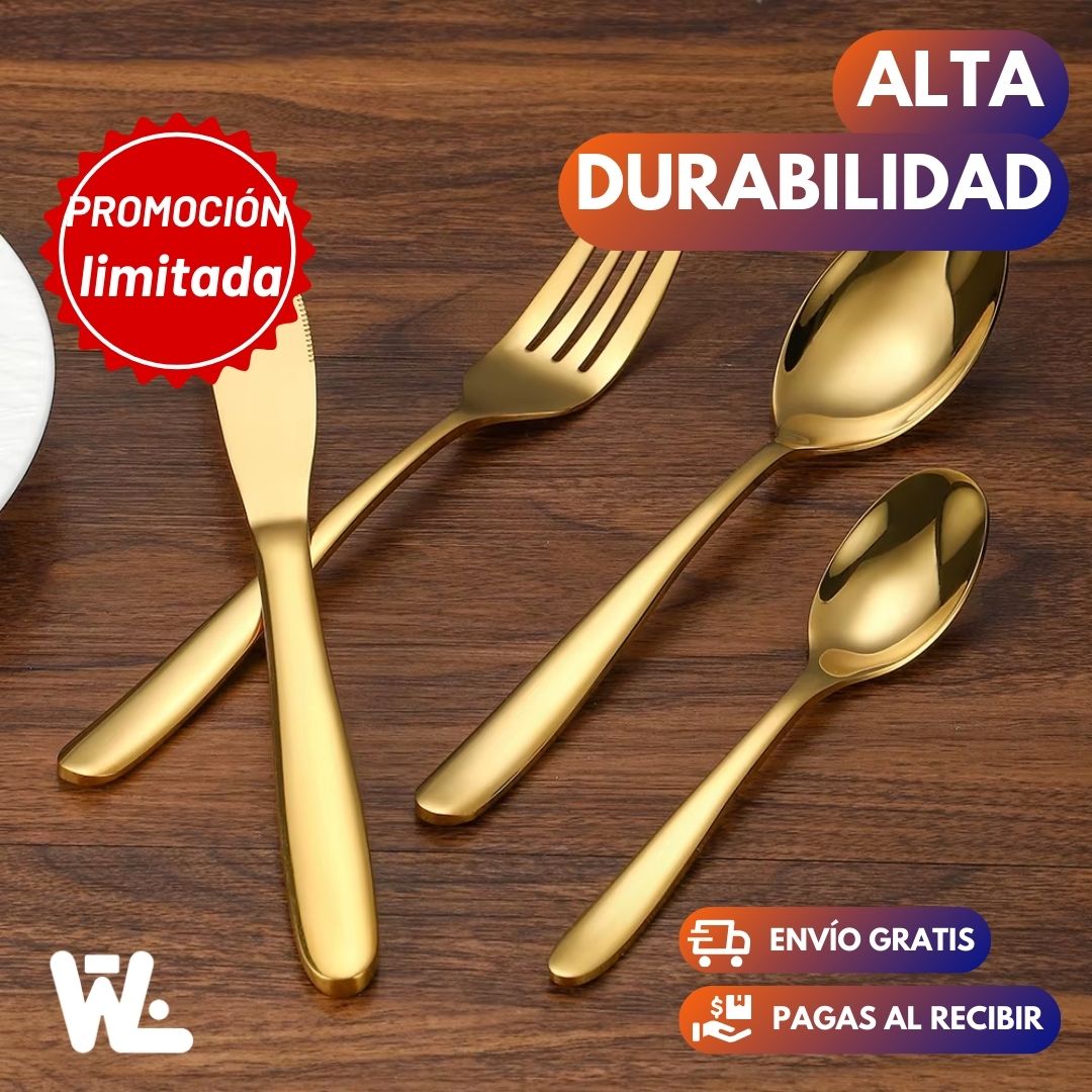 Set X24 Cubiertos Dorados